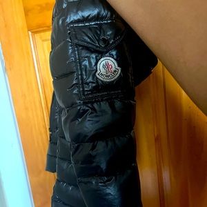 Moncler long hooded coat